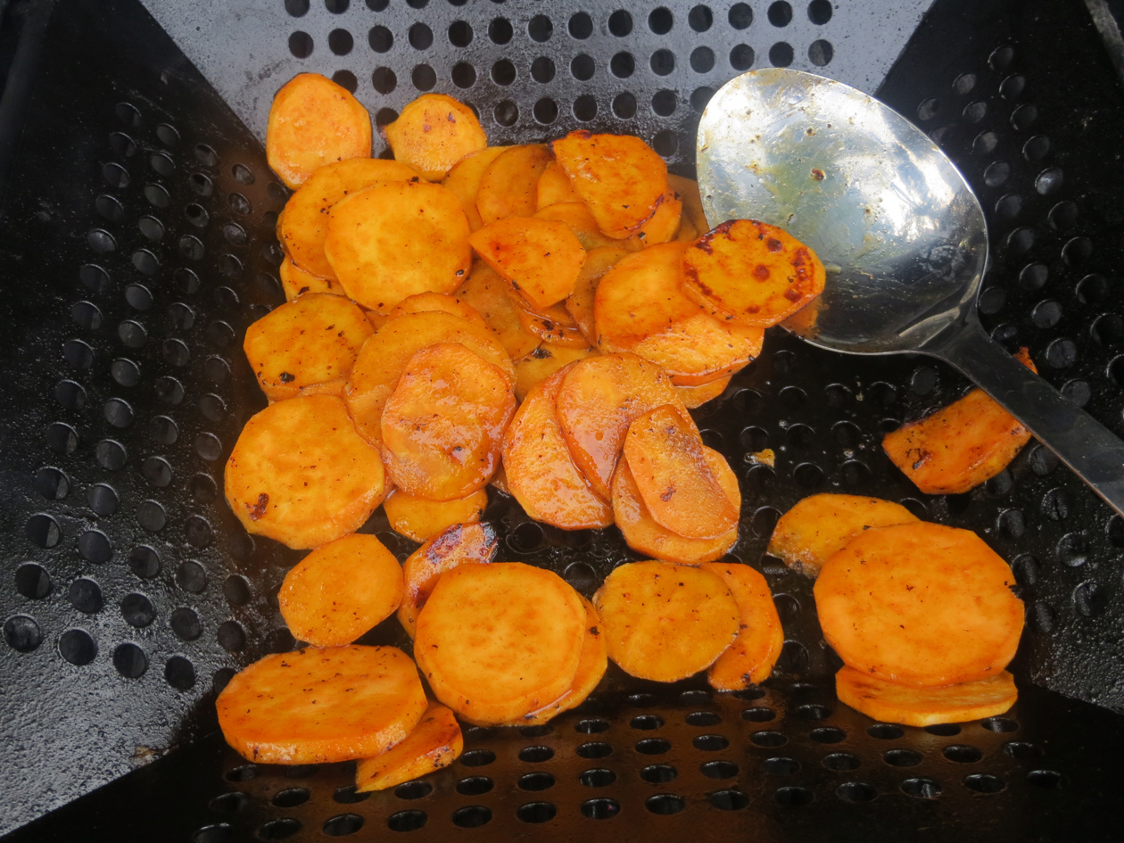 Be sure to use a grilling basket to help evenly cook the potatoes.