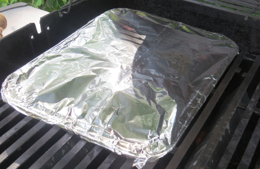 Step 2 - place the covered tray over direct high heat. Lower the lid on the grill, let roast for 20 minutes. Carefully remove tray and foil covering when done. 